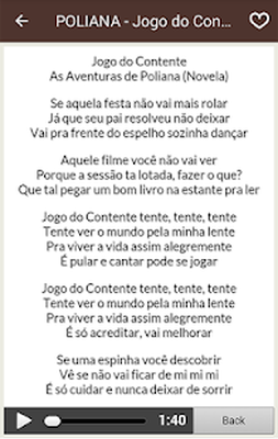 As Aventuras de Poliana - Jogo do Contente - Letra / Lyrics 