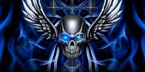 3D Blue Tech Angel Skull Theme Bild 3