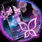 Glitter Neon Purple Butterfly Keyboard Theme APK