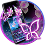 Glitter Neon Purple Butterfly Keyboard Theme APK