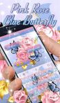 Pink Rose Blue Butterfly Keyboard Theme image 