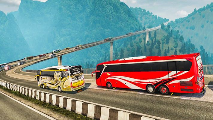 Image of crazy bus driving mountain hill