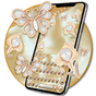 3D Golden Diamond Flower Pearl Keyboard Theme apk icon