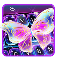 Colorful Glitter Neon Butterfly Keyboard Theme 67152019