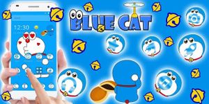 Gambar Kawaii Blue Cute Cat Cartoon Wallpaper Theme 3