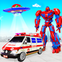 Icône de ambulance volante voiture robot faire un jeu robot
