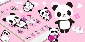 Pink Lovely Panda Theme image 3