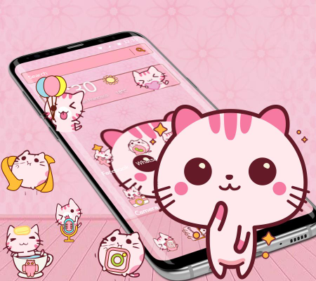 Tải miễn phí APK Cute Pink Kitty Theme Kawaii Sweet icon Android