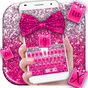 Pink Glitter Bow Keyboard Theme apk icono