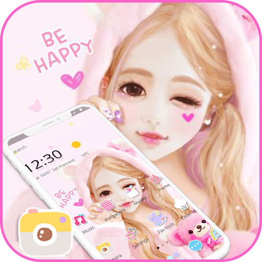 pink-cartoon-lovely-girl-theme-apk-free-download-for-android