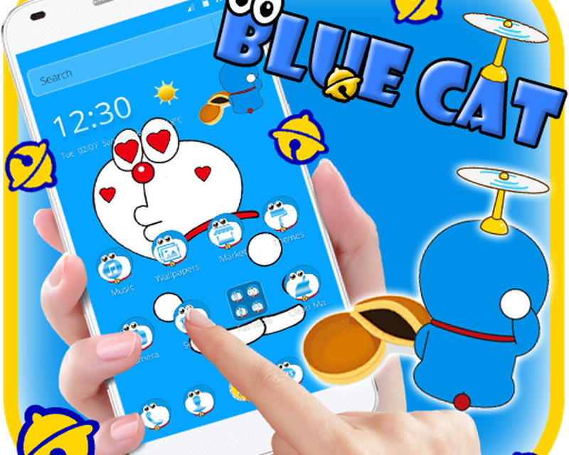 kawaii blue cute cat cartoon wallpaper theme apk  download