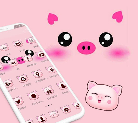 Pink Cartoon Piggy Kawaii Theme APK - Free download for Android