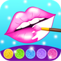 Glitter Lips with Makeup Brush Set coloring Game Icon