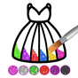 Glitter dress coloring and drawing book for Kids アイコン
