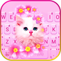 Pink Flowers Kitten Tema de teclado