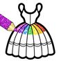 Icono de Vestidos de purpurina para colorear para niños
