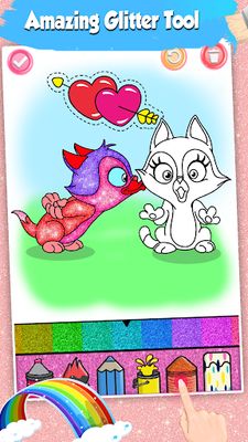 Image 2 of Glitter Heart Love Coloring Book for Girls