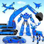 Snow Excavator Crane Transform Robot Shooting Game screenshot apk 5