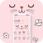 Ikon apk Pink Cute Cartoon Kitty Face Theme