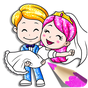 Disegni da colorare glitter per sposi per bambini