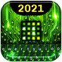 Green Light Cyber Circuit Wallpaper and Keyboard