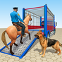 perro policía, camión de transporte de caballos