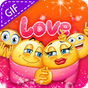Ikon Love Heart Stickers - Emoji GIF