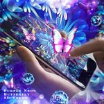 Purple Neon Butterfly 3D Theme image 