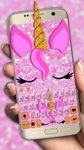 Nuevo tema de teclado Pink Glisten Unicorn Cat captura de pantalla apk 2