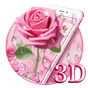 Icône apk Élégant 3D Rose Rose Thème