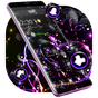 Violet Neon Black Flower Theme apk icono