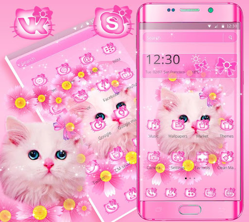 Pink Kitty Theme Kawaii icon packs pink wallpaper APK for Android