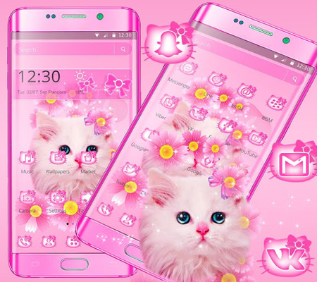 Pink Kitty Theme Kawaii icon packs pink wallpaper APK for Android